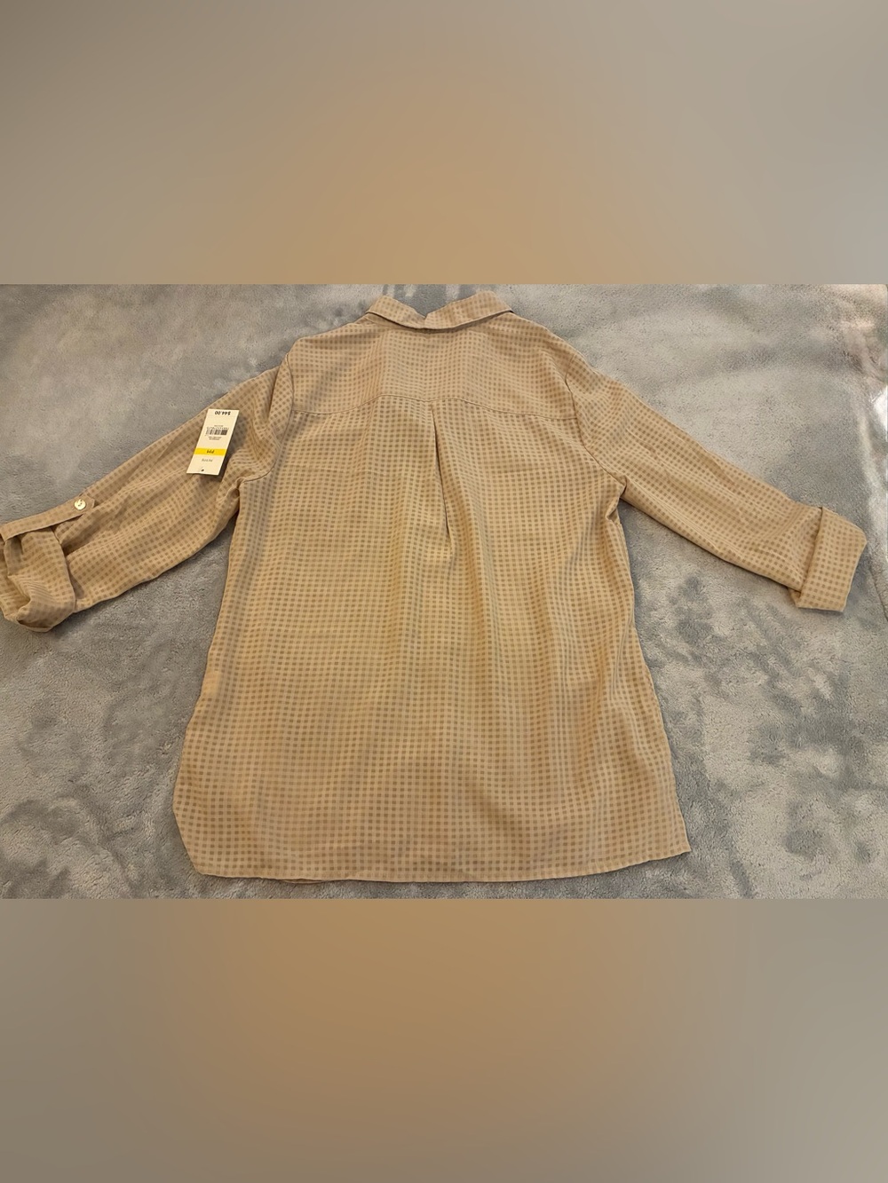 Women’s Kim Roger’s Brand Tan Button-Front Casual Shirt Size Petite Medium - Picture 6 of 11